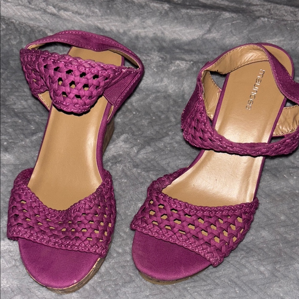 Maurices Purple Woven Sandals with Ankle Strap